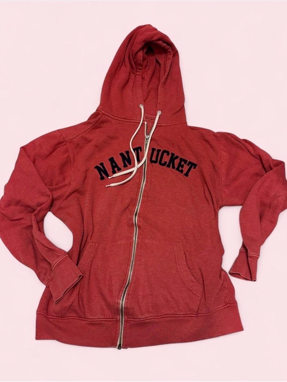 Red Zip up hoodie NANTUCKET